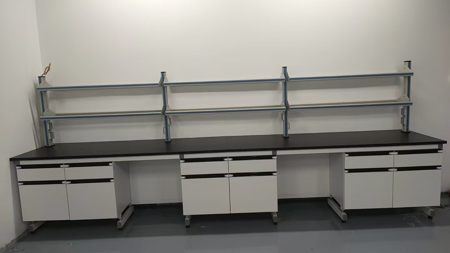 黑色台面钢木实验台